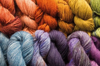 Bundles of colorful yarn