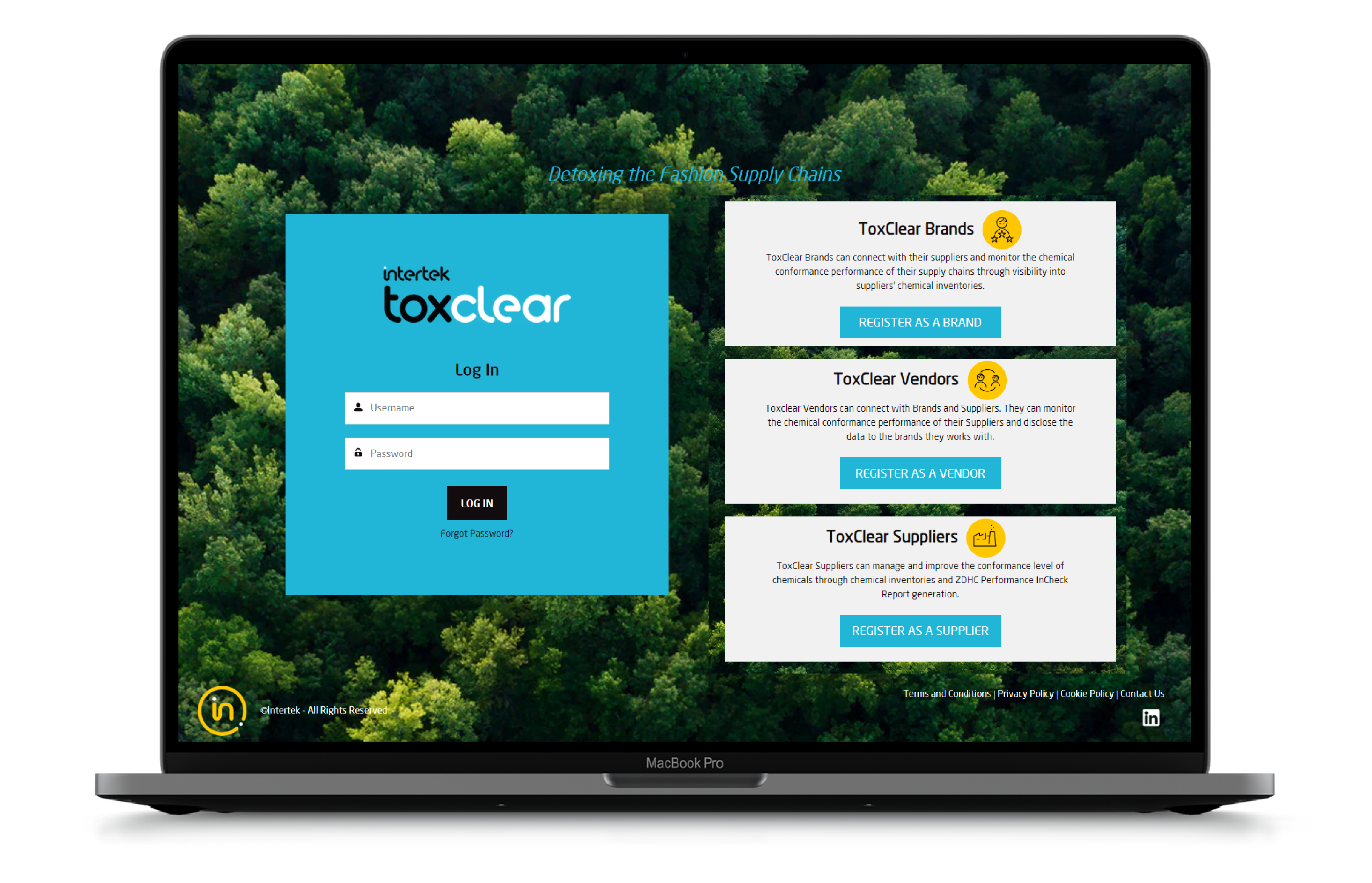 ToxClear log in screen