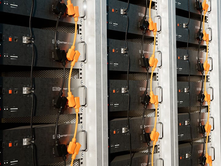 Renewable energy storage system consisting of several lithium battery modules side by side